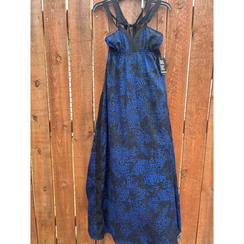 Express maxi dress womens Small empire waist blue black Whimsigoth Fairy…